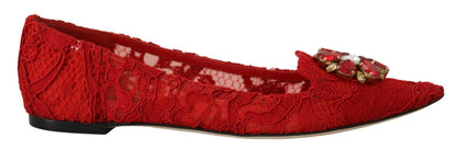 Dolce &amp; Gabbana Mocassini con cristalli rossi Taormina Scarpe basse