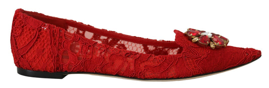 Dolce &amp; Gabbana Mocassini con cristalli rossi Taormina Scarpe basse