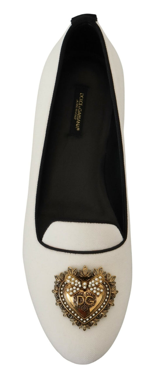 Mocassini e scarpe basse Dolce &amp; Gabbana in velluto bianco