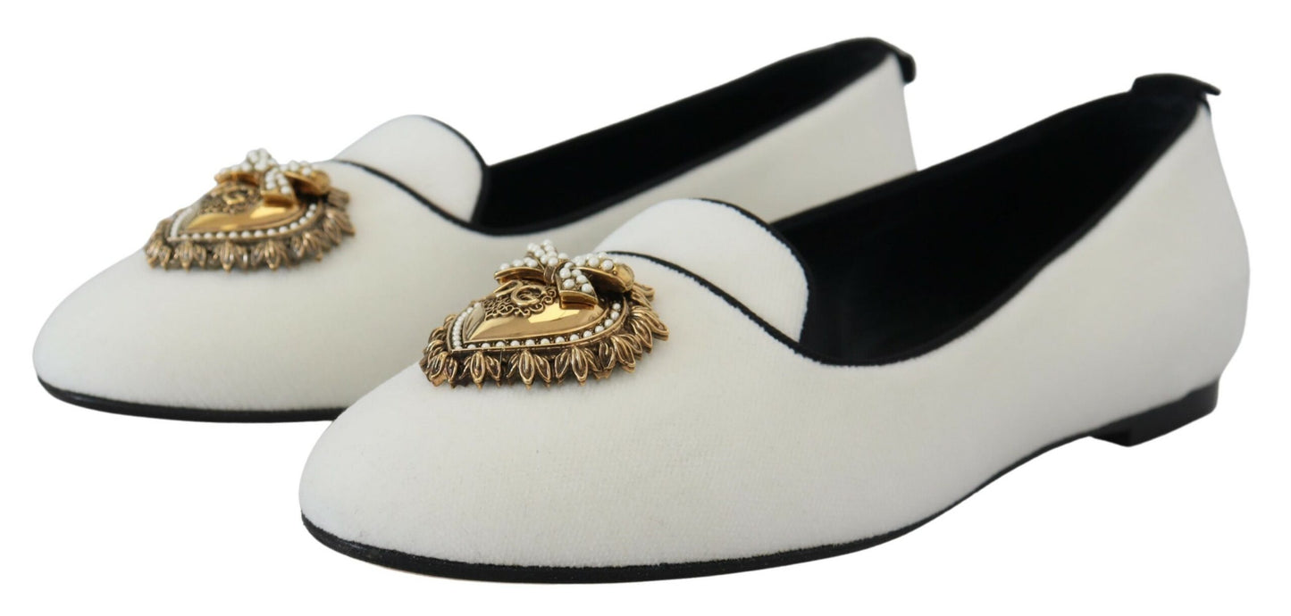 Mocassini e scarpe basse Dolce &amp; Gabbana in velluto bianco