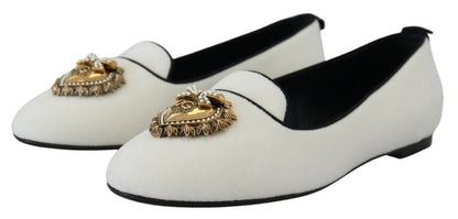 Mocassini e scarpe basse Dolce &amp; Gabbana in velluto bianco