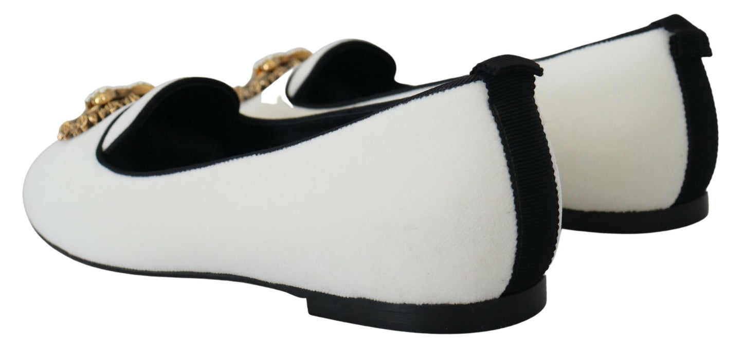 Mocassini e scarpe basse Dolce &amp; Gabbana in velluto bianco