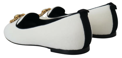 Mocassini e scarpe basse Dolce &amp; Gabbana in velluto bianco