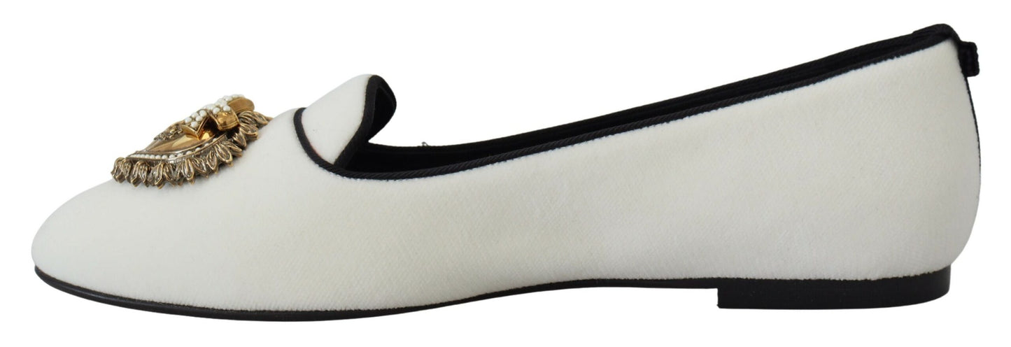 Mocassini e scarpe basse Dolce &amp; Gabbana in velluto bianco