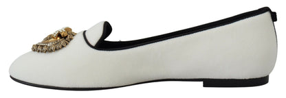 Mocassini e scarpe basse Dolce &amp; Gabbana in velluto bianco