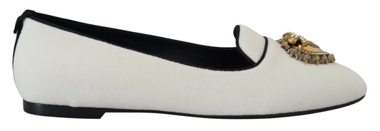 Mocassini e scarpe basse Dolce &amp; Gabbana in velluto bianco