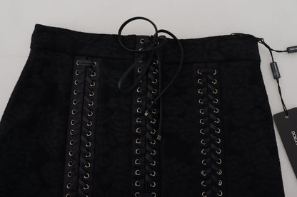 Gonna a tubino sopra il ginocchio in broccato nero Dolce &amp; Gabbana
