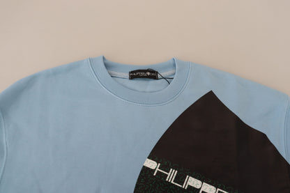 Maglione a maniche lunghe con logo stampato azzurro Philippe Model
