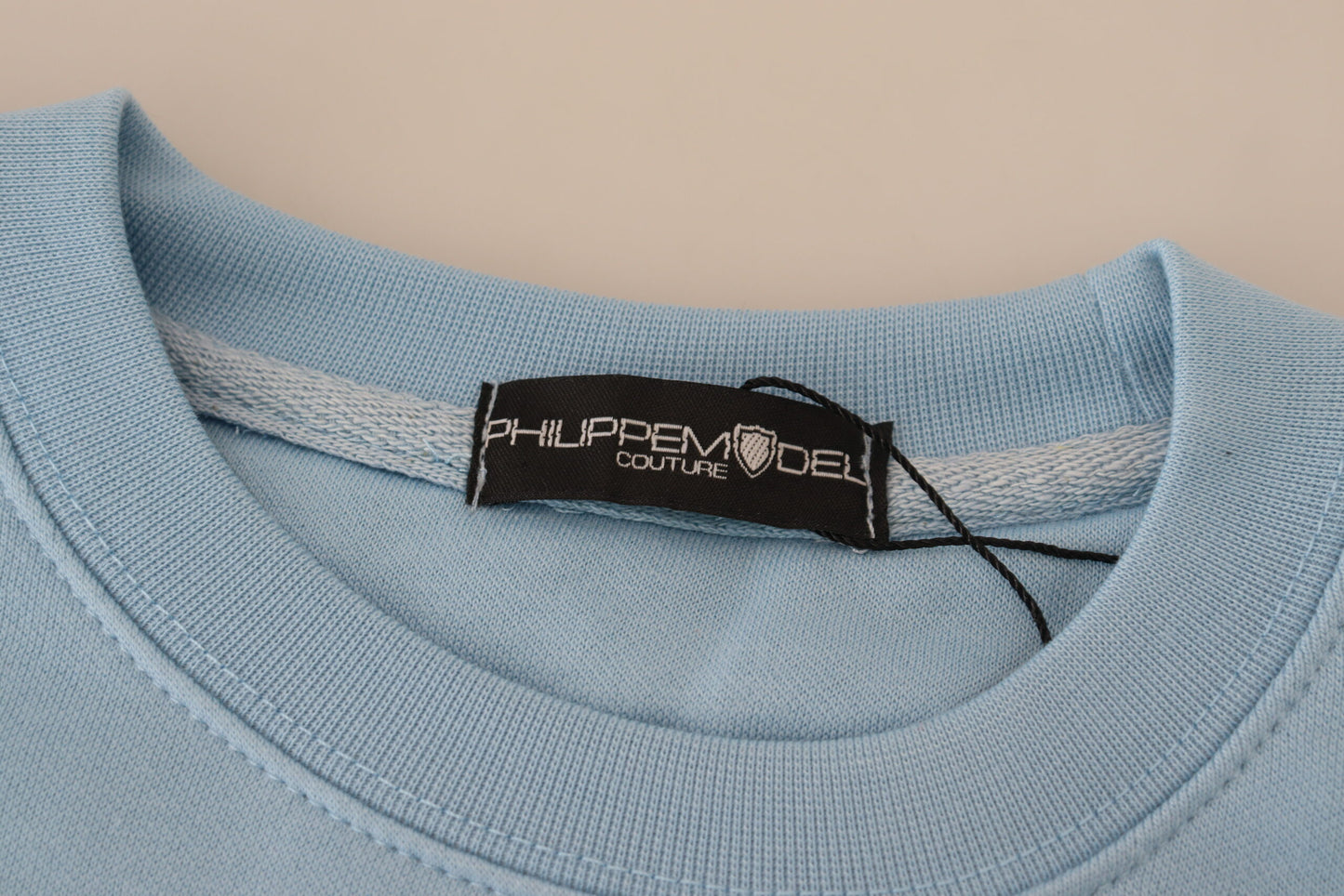 Maglione a maniche lunghe con logo stampato azzurro Philippe Model