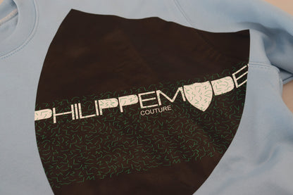 Maglione a maniche lunghe con logo stampato azzurro Philippe Model