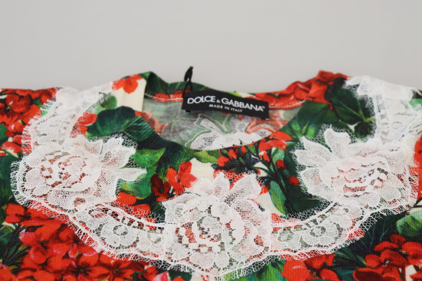 Canotta in pizzo di lana floreale bianco Dolce &amp; Gabbana
