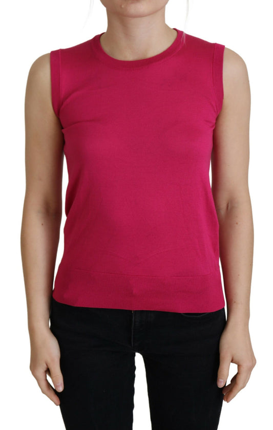 Dolce &amp; Gabbana Canotta girocollo in seta rosa