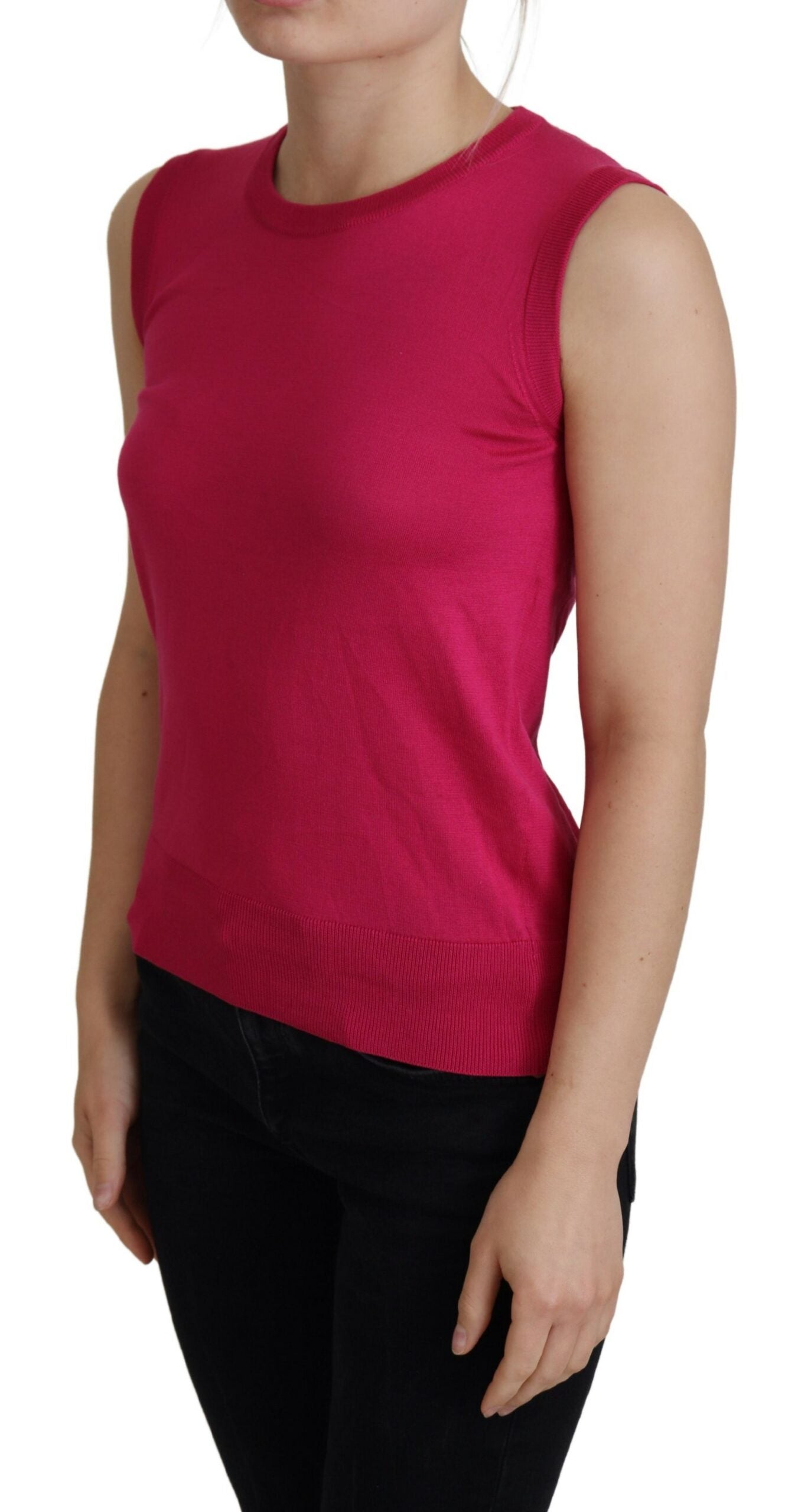 Dolce &amp; Gabbana Canotta girocollo in seta rosa
