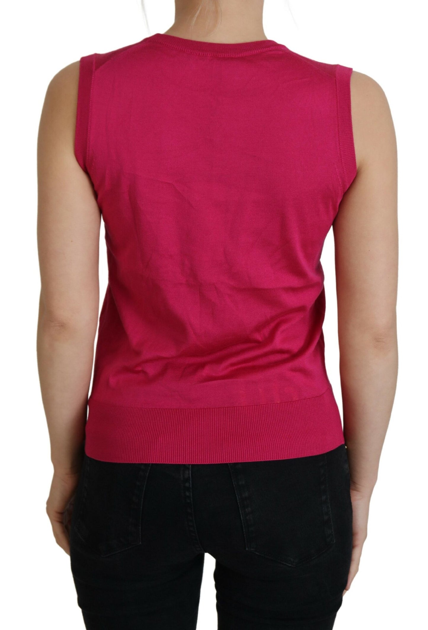 Dolce &amp; Gabbana Canotta girocollo in seta rosa