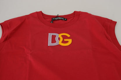 Canotta Dolce &amp; Gabbana in cotone rosso con logo DG