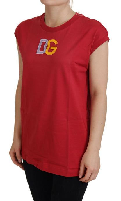 Canotta Dolce &amp; Gabbana in cotone rosso con logo DG