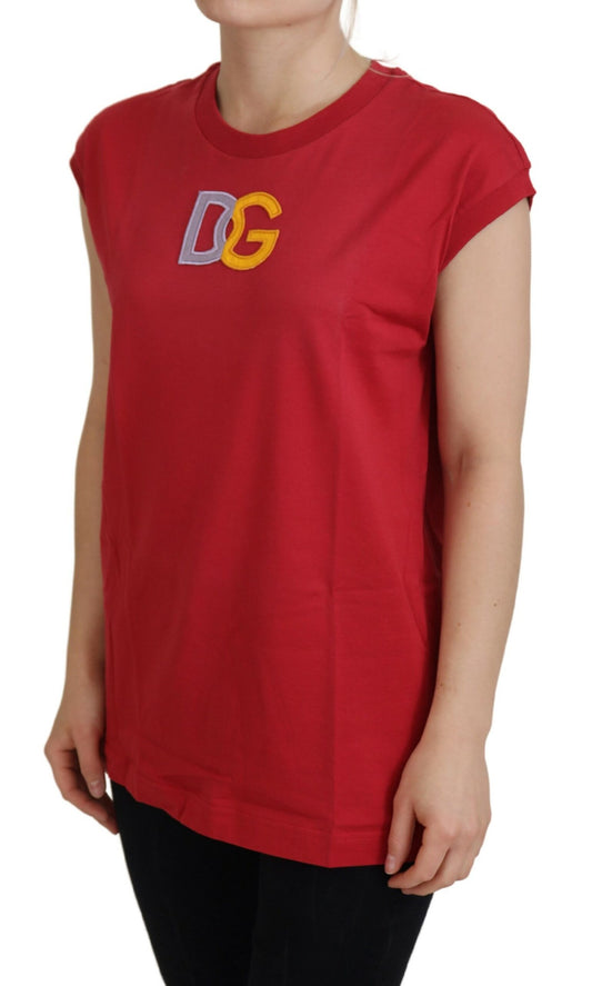 Canotta Dolce &amp; Gabbana in cotone rosso con logo DG