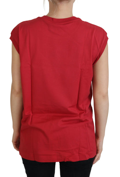 Canotta Dolce &amp; Gabbana in cotone rosso con logo DG