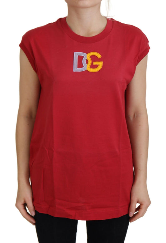 Canotta Dolce &amp; Gabbana in cotone rosso con logo DG