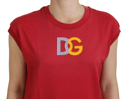 Canotta Dolce &amp; Gabbana in cotone rosso con logo DG