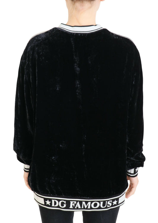 Dolce & Gabbana Maglione girocollo in velluto nero