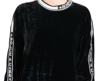 Dolce & Gabbana Maglione girocollo in velluto nero