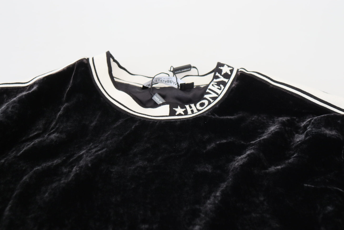 Dolce & Gabbana Maglione girocollo in velluto nero