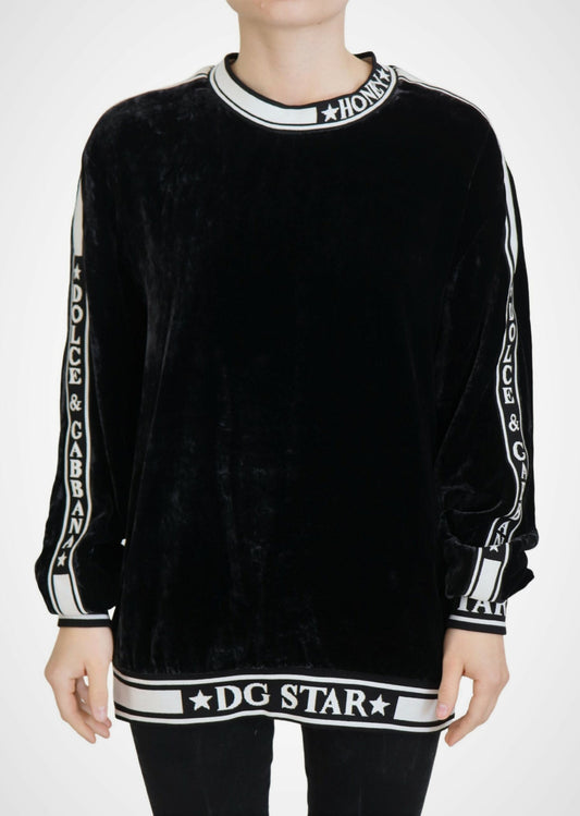 Dolce & Gabbana Maglione girocollo in velluto nero