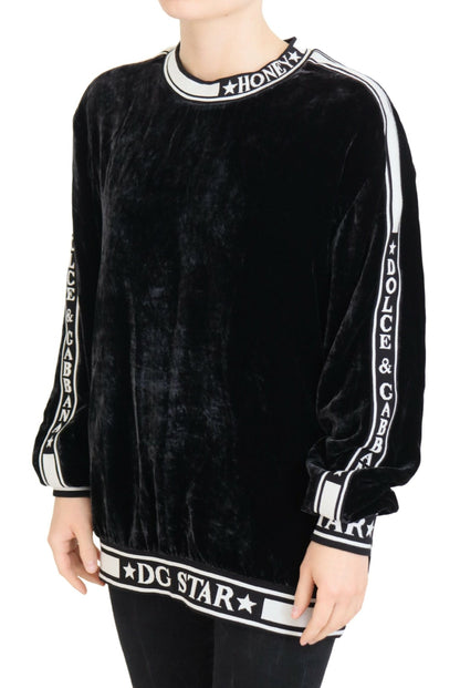 Dolce & Gabbana Maglione girocollo in velluto nero