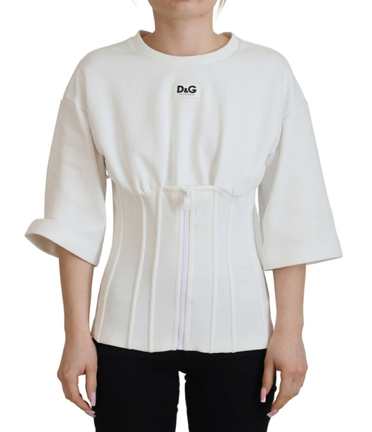 T-shirt Dolce &amp; Gabbana in cotone elasticizzato con corsetto bianco
