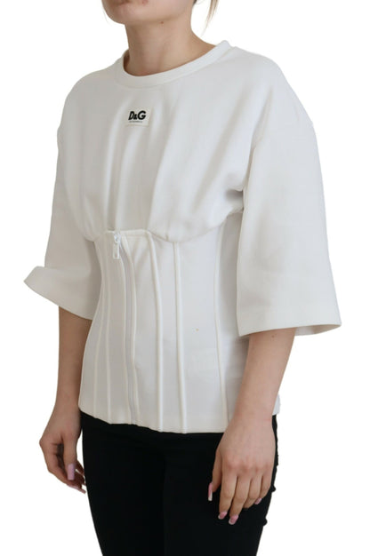 T-shirt Dolce &amp; Gabbana in cotone elasticizzato con corsetto bianco