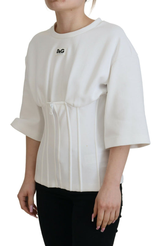 T-shirt Dolce &amp; Gabbana in cotone elasticizzato con corsetto bianco