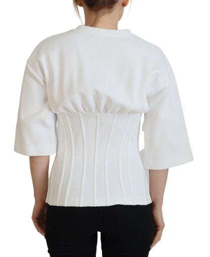 T-shirt Dolce &amp; Gabbana in cotone elasticizzato con corsetto bianco