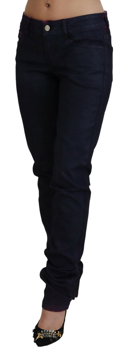 Jeans casual da donna in denim slim fit a vita bassa neri Just Cavalli
