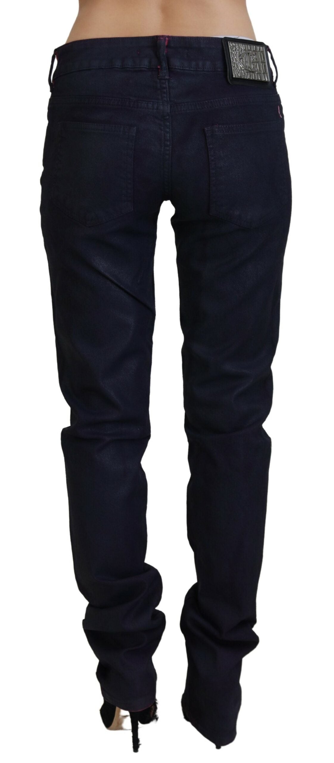 Jeans casual da donna in denim slim fit a vita bassa neri Just Cavalli