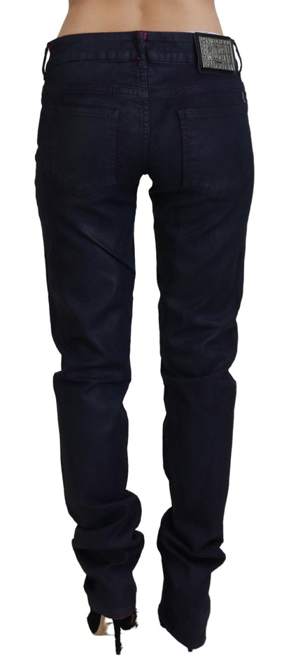 Jeans casual da donna in denim slim fit a vita bassa neri Just Cavalli