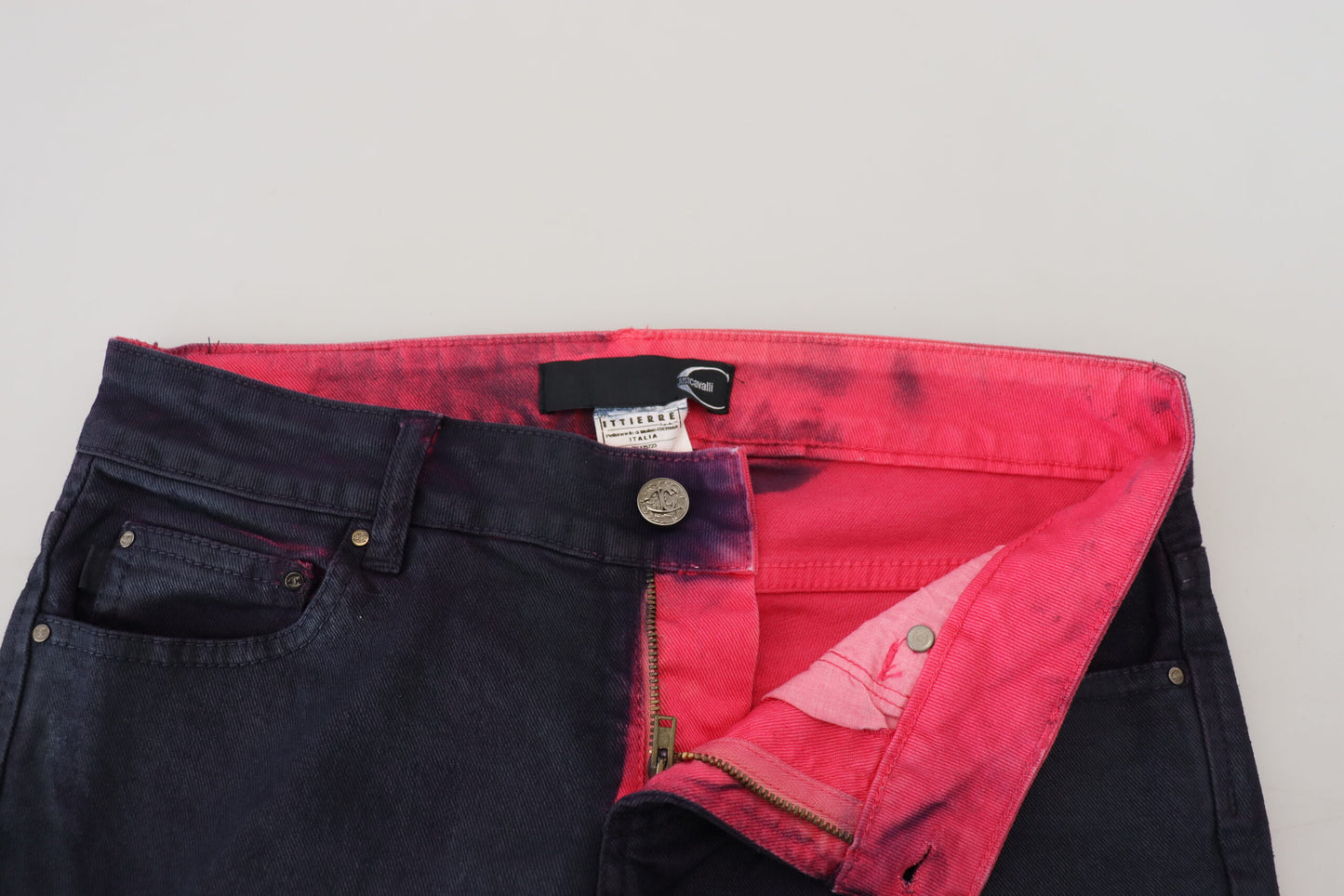 Jeans casual da donna in denim slim fit a vita bassa neri Just Cavalli