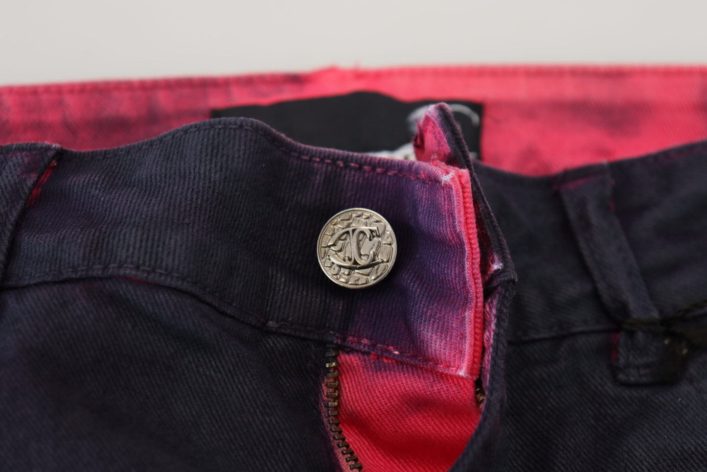 Jeans casual da donna in denim slim fit a vita bassa neri Just Cavalli
