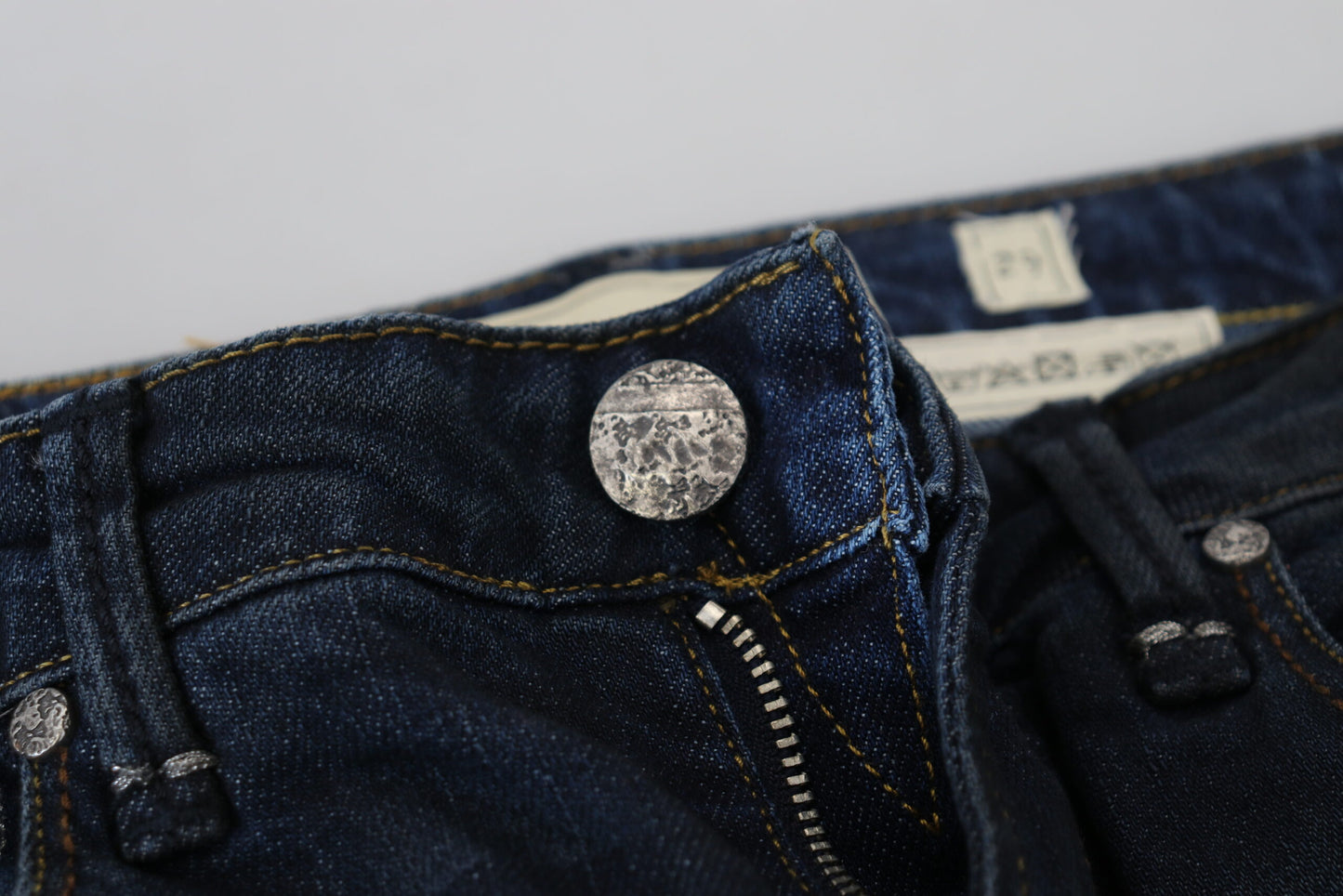 Jeans casual da donna in denim skinny a vita bassa in cotone blu Acht