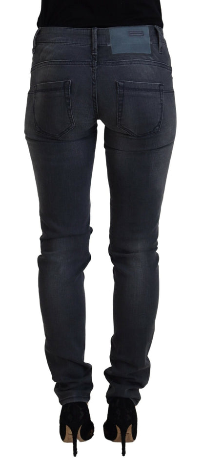 Jeans casual da donna in denim skinny a vita bassa in cotone grigio Acht