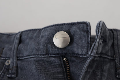 Jeans casual da donna in denim skinny a vita bassa in cotone grigio Acht