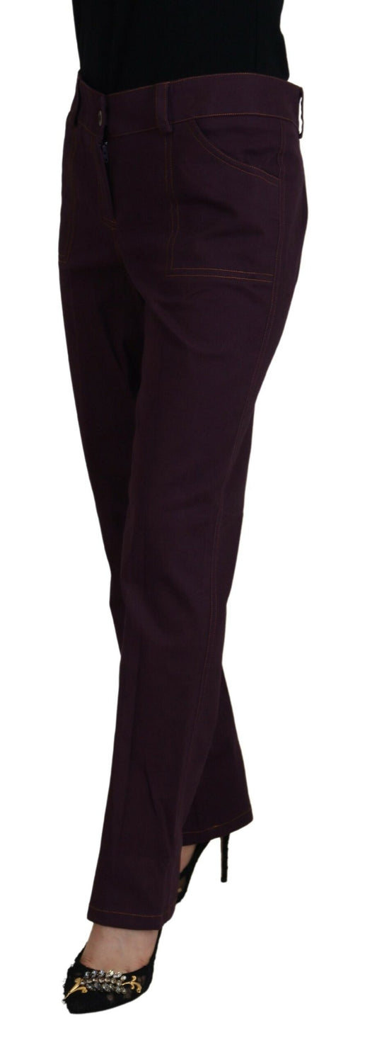 Pantaloni affusolati da donna a vita media in cotone viola BENCIVENGA