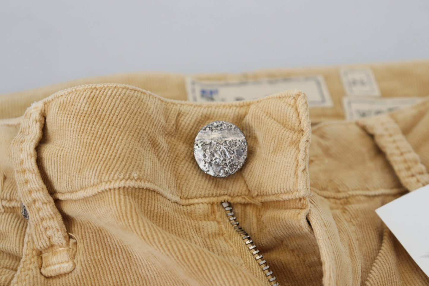 Jeans casual da donna in velluto a coste di cotone marrone chiaro a vita bassa