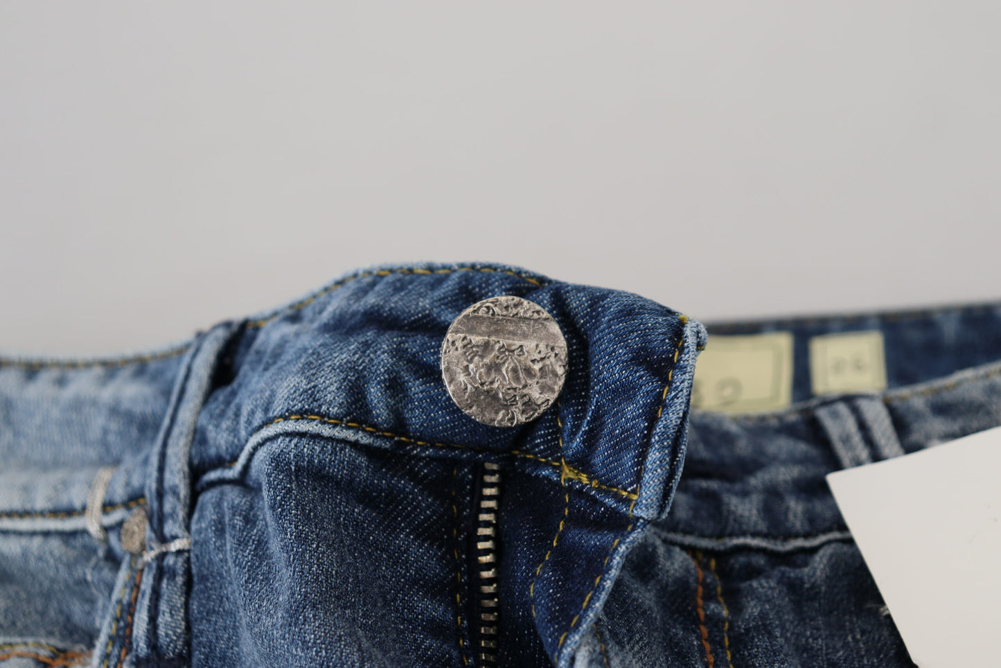 Jeans casual da donna a vita bassa in cotone lavato blu Acht