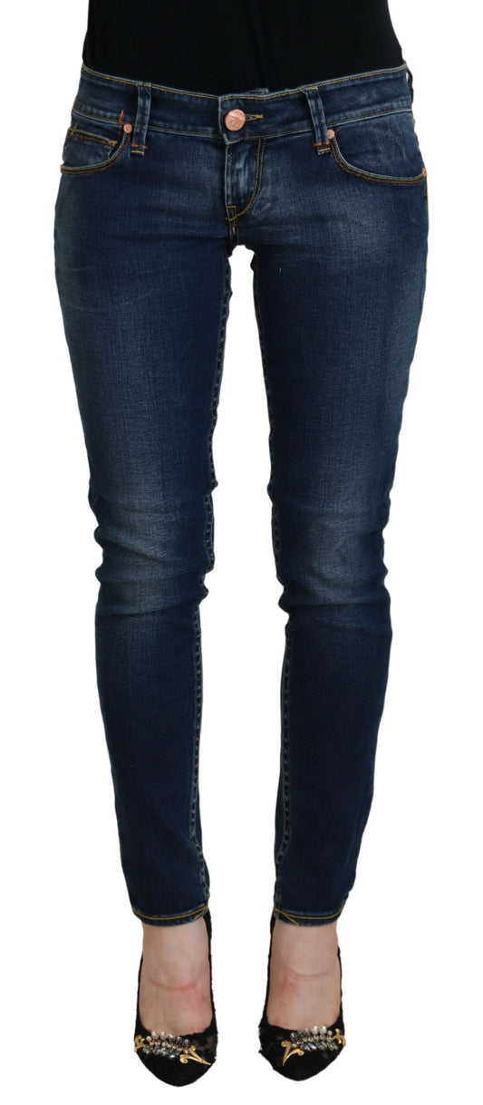 Jeans casual skinny a vita bassa in cotone blu Acht da donna