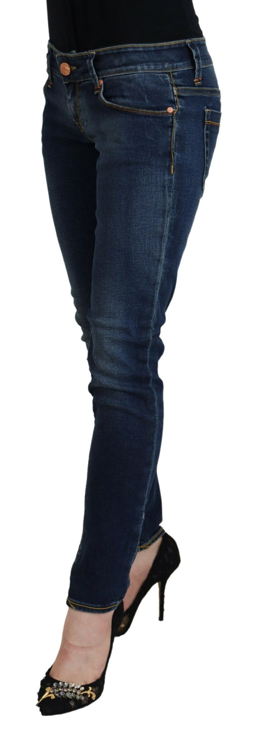 Jeans casual skinny a vita bassa in cotone blu Acht da donna