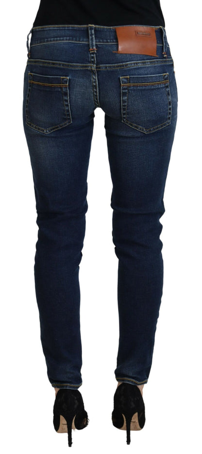 Jeans casual skinny a vita bassa in cotone blu Acht da donna