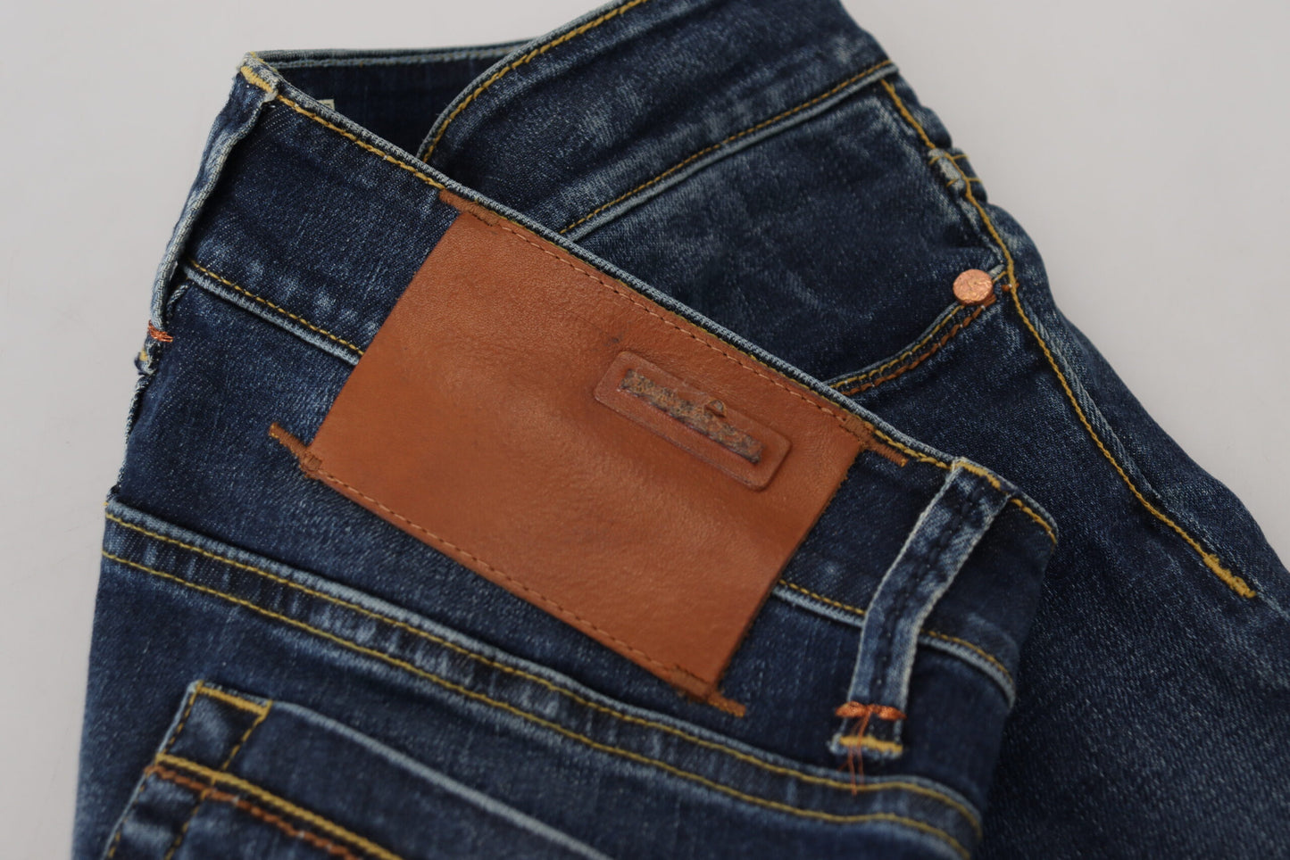 Jeans casual skinny a vita bassa in cotone blu Acht da donna