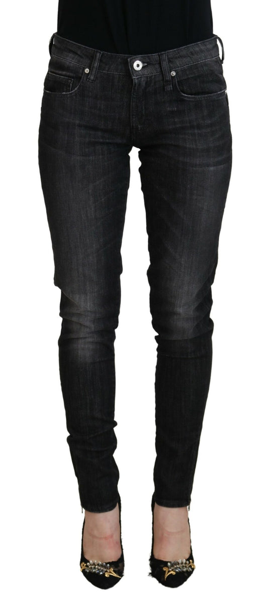 Jeans casual skinny a vita bassa in cotone nero Fiorucci da donna