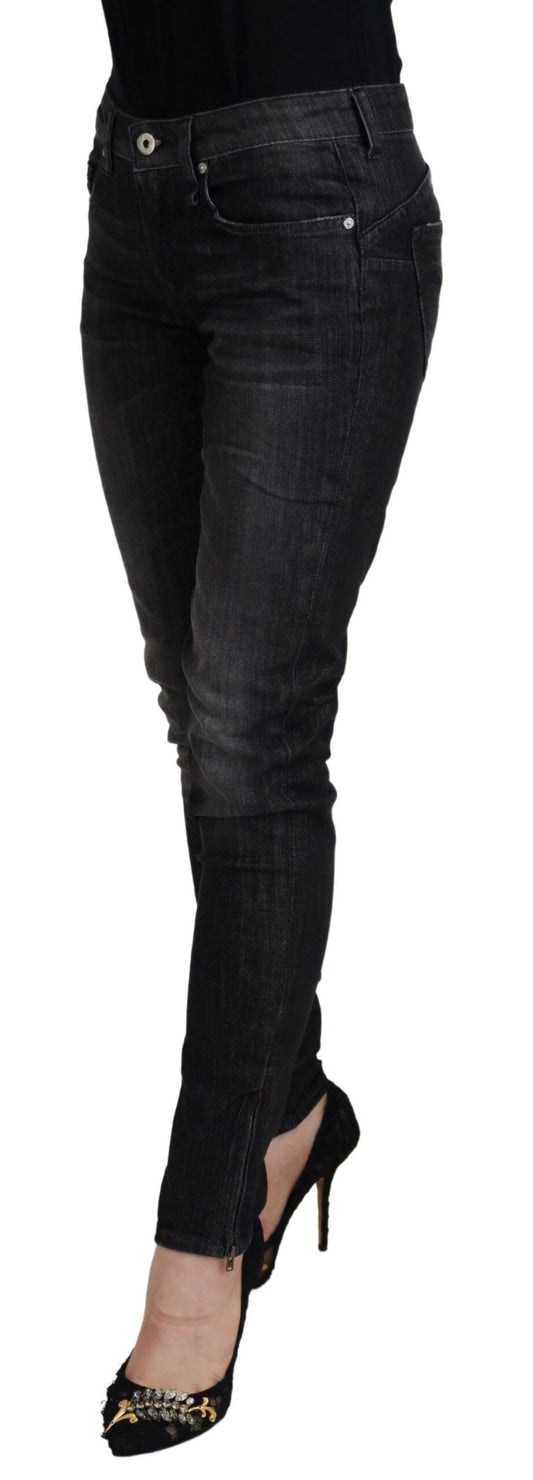 Jeans casual skinny a vita bassa in cotone nero Fiorucci da donna